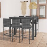 VidaXL Set mobilier bar de grădină cu perne 7 piese antracit poliratan
