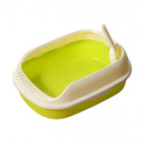 Litiera Cu Rama Little Zoey, Cu Lopatica Inclusa, Pentru Pisici, 40x29x13,5cm, Plastic, Verde/Alb Crem