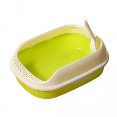 Litiera Cu Rama Little Zoey, Cu Lopatica Inclusa, Pentru Pisici, 40x29x13,5cm, Plastic, Verde/Alb Crem