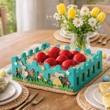 Ladita decorativa de Paste din lemn, forma gardulet, turcoaz, 19x19x7cm, CMCLASS