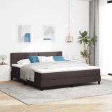 Cumpara ieftin Pat cu arcuri cu saltea Maro &icirc;nchis 180 x 200 cm țesătură