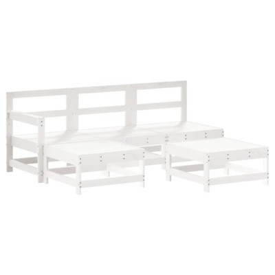 Set mobilier relaxare de gradina 5 piese alb lemn masiv de pin foto