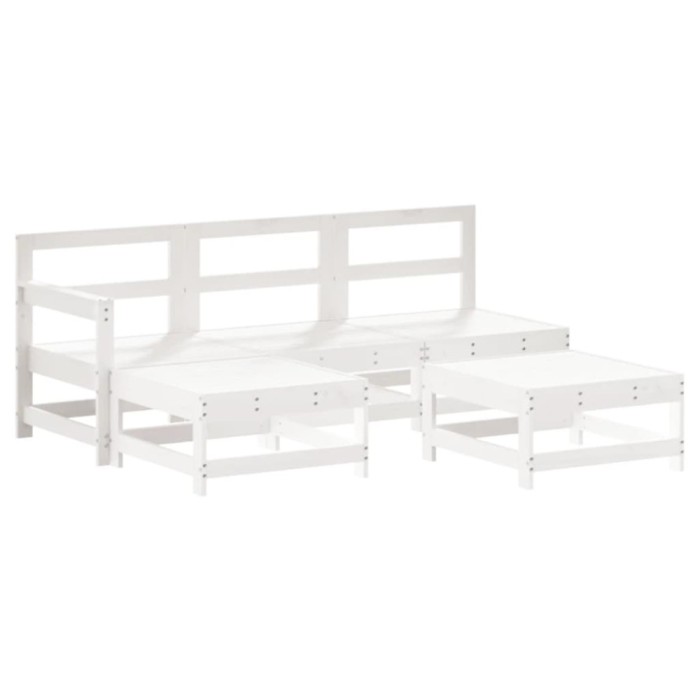 Set mobilier relaxare de gradina 5 piese alb lemn masiv de pin