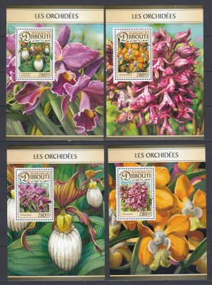 Djibouti 2016 - Flori - ORHIDEE - 4 Colite de lux - MNH foto
