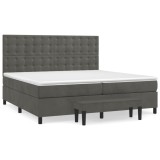 Cumpara ieftin Pat box spring cu saltea, gri inchis, 200x200 cm, catifea