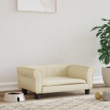 VidaXL Pat de c&acirc;ini, crem, 70x45x30 cm, piele ecologică
