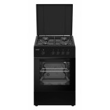 Aragaz Heinner HFSC-SME50BK, 4 arzatoare, Gaz, 50cm, Dispozitiv de siguranta plita si cuptor, Negru