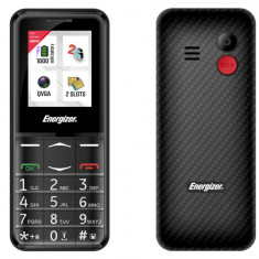 Telefon mobil pentru senior Energizer, cu butoane mari, 2G, Buton SOS, Baterie 1000mAh, Dual SIM, Lanterna, Negru - SECOND