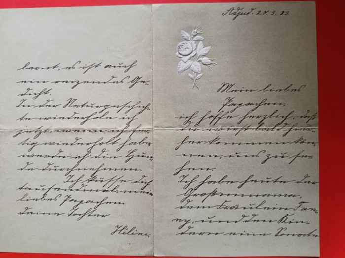 familia GHICA ,scrisoare trimisa de ELENA HELENA BRANCOVAN-GHIKA , anul 1883 , de la Adjud ,casa ELENA BRANCOVAN-GHICA