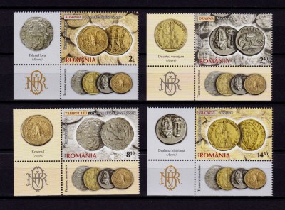 ✅RO 2014 LP 2043 &amp;quot;Colectia numismatica a B.N.R.&amp;quot; serie+viniete+tabs/colt ( stanga sau dreapta jos ! ) ,MNH foto