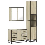Cumpara ieftin Set mobilier de baie, 3 piese, stejar sonoma, lemn prelucrat