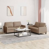 VidaXL Set de canapele cu perne, 2 piese, cappuccino, piele ecologică