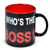 Cană New Bone, &quot;Who&#039;s the Boss?&quot;, Negru, Capacitate 815 ml, Diametru 13 cm, &Icirc;nălțime 11 cm, Oem