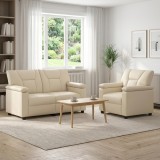 Set de canapea 2 pcs Crem Piele artificiala