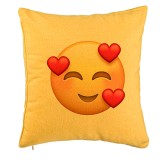 Perna Decorativa, Model Emoji In Love, 40x40 cm, Galben, Husa Detasabila, Burduf