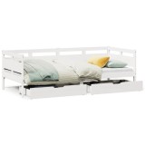 Cumpara ieftin Pat de zi cu sertare, alb, 80x200 cm, lemn masiv pin