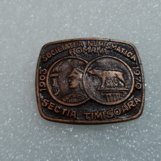 insigna aniversara Soc. numismatica Timisoara 1970