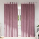 Draperii opace cu agățătoare, 2 buc., roz &icirc;nchis, catifea