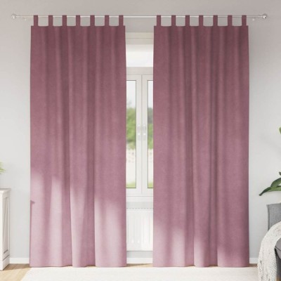 vidaXL Draperii opace cu agățătoare, 2 buc., roz &amp;icirc;nchis, catifea foto