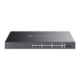 Omada 28-Port Gigabit Easy Managed Switch with 24-Port PoE+ PORT: 24 Gigabit PoE+ Ports, 2x Gigabit Non-PoE Ports, 2 Gigabit SFP Ports SPEC: 802.3at a