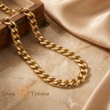 Cumpara ieftin Colier Forta Clasica 55 cm , Lant unisex placat cu aur 14K tip Cuban 8 mm