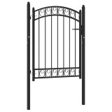 vidaXL Poartă de gard EMMEN cu blat arcuit din oțel, 100x98,5 cm, negru 146369