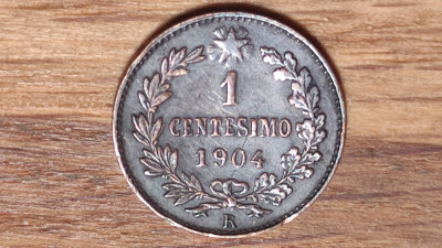 Italia - moneda de colectie - 1 centesimo 1904 - Vittorio Emanuele III - xf+ foto