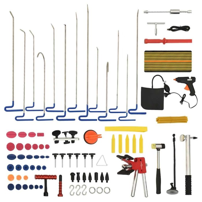 Set unelte reparatii deformari auto fara vopsire, 80 piese