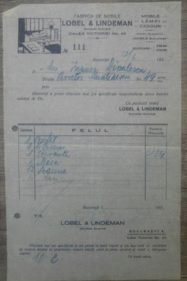 Document Fabrica de mobile Lobel &amp;amp; Lindeman/ Bucuresti 1933 foto