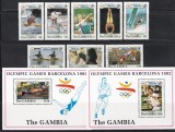 Gambia 1992- J.O.Barcelona și Albertville,Serie+4 Colite,4 Poze,Cota 50 Euro,MNH, Nestampilat
