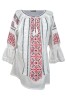 Bluza dama tip ie 024, alb pur/rosu , marimea XL