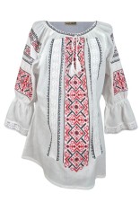 Bluza dama tip ie 024, alb pur/rosu , marimea XL