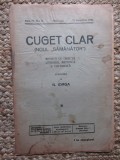 Revista - Cuget Clar - Noul Semanator - condusa de N. Iorga - ANUL IV NR. 24 21 DECEMBRIE 1939