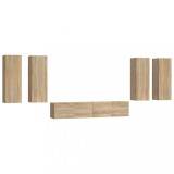 Cumpara ieftin Set dulap TV, 6 piese, stejar sonoma, lemn prelucrat