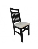 Scaun de living si bucatarie, lemn masiv fag, Paul, sezut tapitat cu piele ecologica, 120 kg, 96x46x43cm, Wenge
