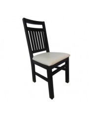 Scaun de living si bucatarie, lemn masiv fag, Paul, sezut tapitat cu piele ecologica, 120 kg, 96x46x43cm, Wenge