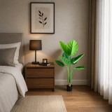 Planta artificiala Strelitzia verde, 130 cm, 9 frunze decorative