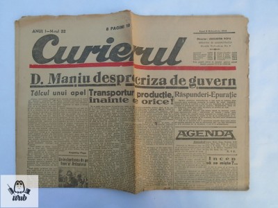 Ziarul Curierul 9 octombrie 1944 foto