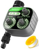 Temporizator de irigație cu 3 cadrane, controler de apă automat și manual cu &icirc;nt&acirc;rziere pentru ploaie &ndash; Gri