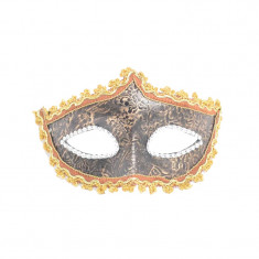 Masca carnaval venetian pentru ochi cu model floral, Gonga? Portocaliu/Maro foto