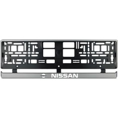 Set 2 bucati, suport numar inmatriculare argintiu Nissan