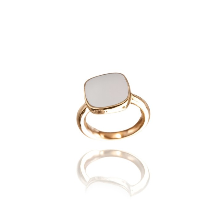 Inel esarfa mic cu email alb