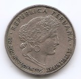 Peru 5 Centavos 1937 - &quot;UN MIL NOVECIENTOS TREINTISIETE&quot;, Cupro-nichel,17 mm, KM-213.2, America Centrala si de Sud, Cupru-Nichel