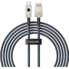 Cablu alimentare si date Baseus Unbreakable, Fast Charging Data Cable pt. smartphone, USB la USB Type-C 100W, 2m, braided aliaj zinc, alb
