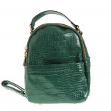 Rucsac verde cu aspect piele de sarpe