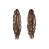 Coadă de cal lungă, cu șuvițe, păr sintetic cu șnur de str&acirc;ngere, lung și ondulat, buclat, extensie de păr pentru femei, 65 cm, castaniu cu șuvițe blo