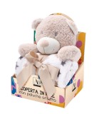Cumpara ieftin Set figurina Ursulet cu paturica textil multicolor 75 x 90 cm