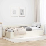 vidaXL Cadru de pat colțar Altele cu headboard Crem 100 x 200 cm