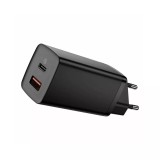 Incarcator retea Baseus GaN5 Lite, USB/USB-C, Quick Charge 3.0, 65W, Negru