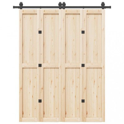 Set feronerie pentru ușă glisantă, negru, 183 cm, oțel foto
